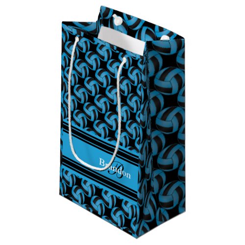 Personalize Blue and Black Volleyball Small Gift Bag