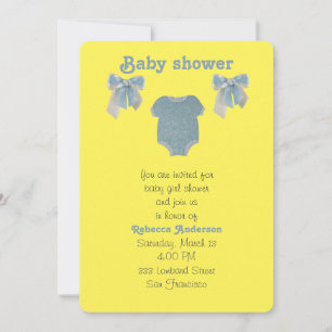 Personalize, Blue baby boy bodysuit Invitation