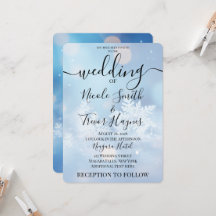 Personalize: Blue Bokeh Snowflakes Wedding