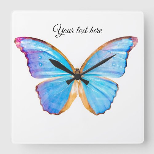 Personalize Blue Butterfly Acrylic Wall Clock