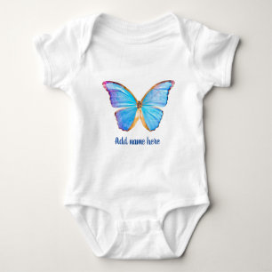 Personalize BLUE BUTTERFLY - Baby Bodysuit