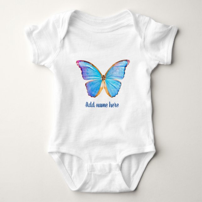 Personalize BLUE BUTTERFLY - Baby Bodysuit (Front)