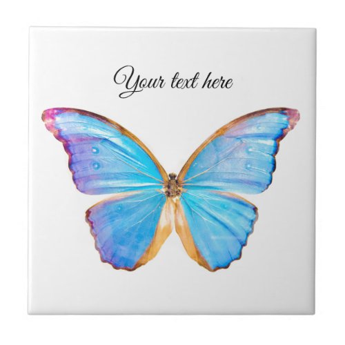 Personalize BLUE BUTTERFLY Ceramic Tile