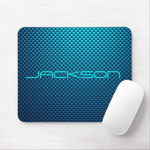 Personalize Blue carbon fiber patterned Mouse Pad