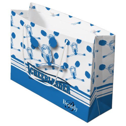 Personalize Blue   Cheerleader Large Gift Bag