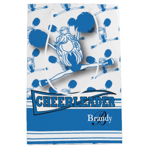 Personalize Blue Cheerleader Medium Gift Bag