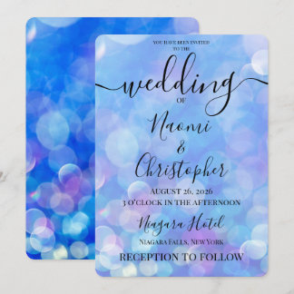 Personalize: Blue Dream Bokeh Wedding Invitation