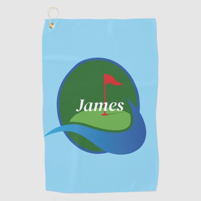 Personalize Blue  Golf Towel (Front)