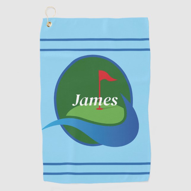 Personalize Blue  Golf Towel (Front)