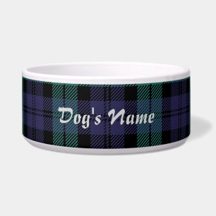 Personalize Blue + Green Classic Plaid Large Dog  Bowl