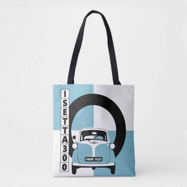 Personalize Blue Isetta Bubble Micro car tote Bag (Front)