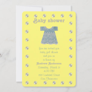 Personalize, Blue lase dress Invitation