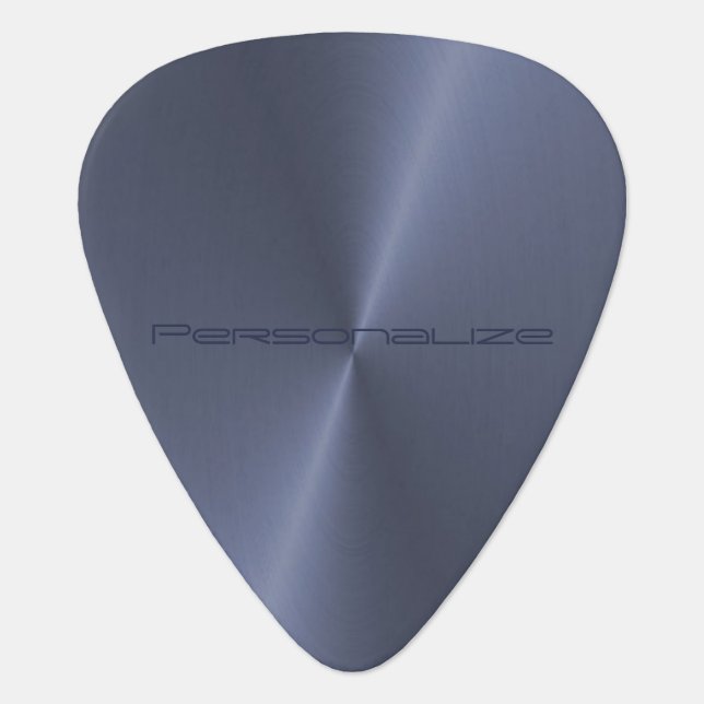Personalize Blue Metallic Print 🎸 Guitar Pick (Front)