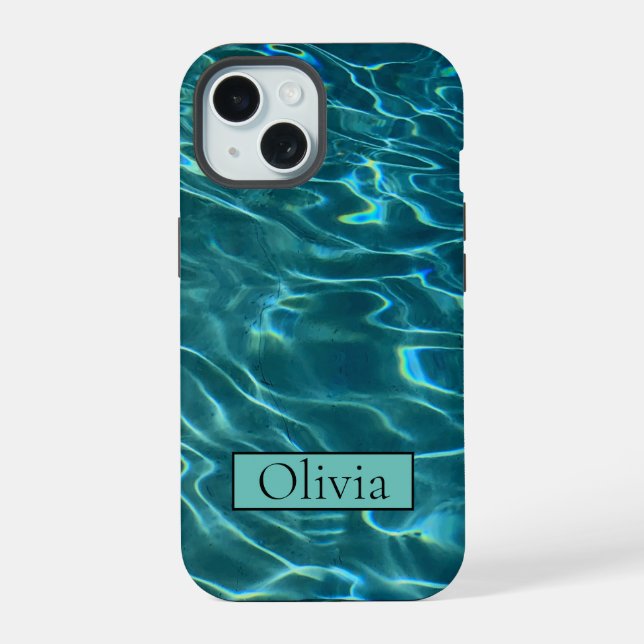 Personalize blue ocean waves iphone case (Back)