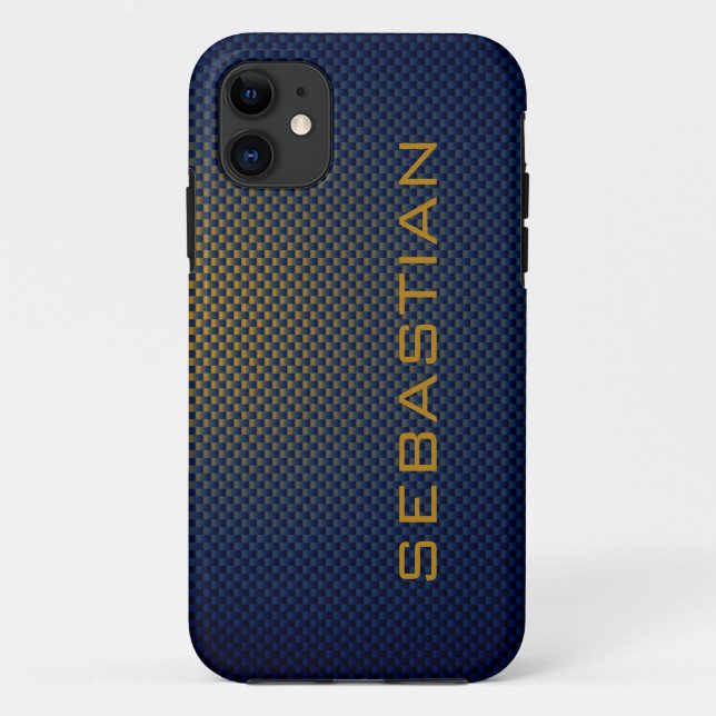 Personalize Blue Ocher carbon fiber patterned Case-Mate iPhone Case (Back)