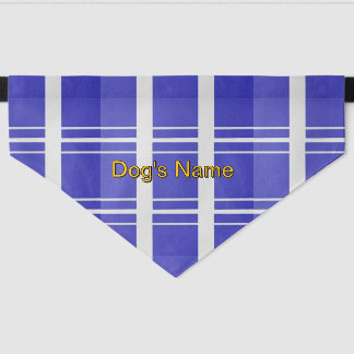 Personalize Blue Plaid Large Dog  Pet Bandana Collar