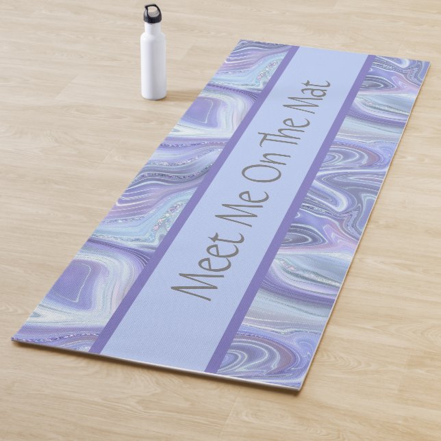 Personalize Blue Purple Silver Agate Marble Swirl  Yoga Mat (In Situ)