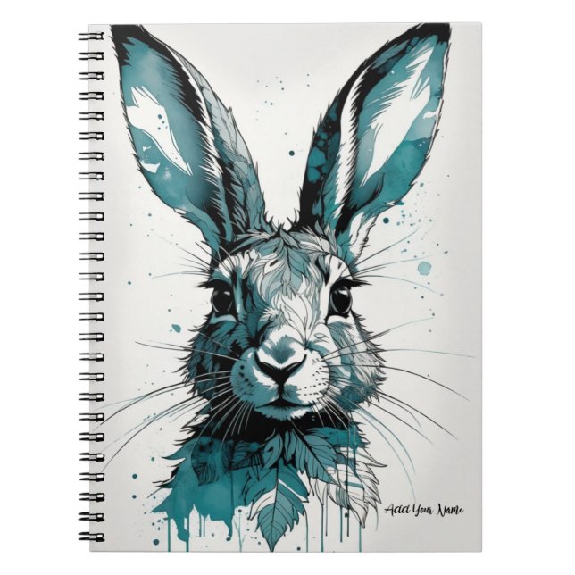 PERSONALIZE Blue Rabbit Notebook  (Front)