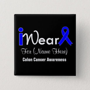 Personalize Blue Ribbon Colon Cancer Button