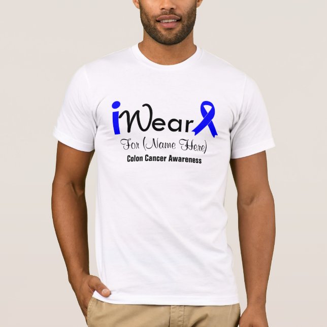 Personalize Blue Ribbon Colon Cancer T-Shirt (Front)