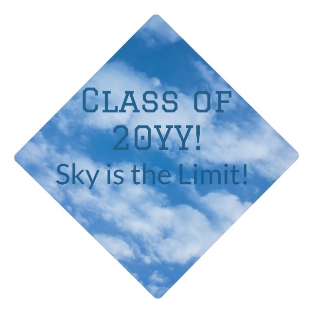 Personalize Blue Sky Clouds Graduation Class Cap Topper (Front)
