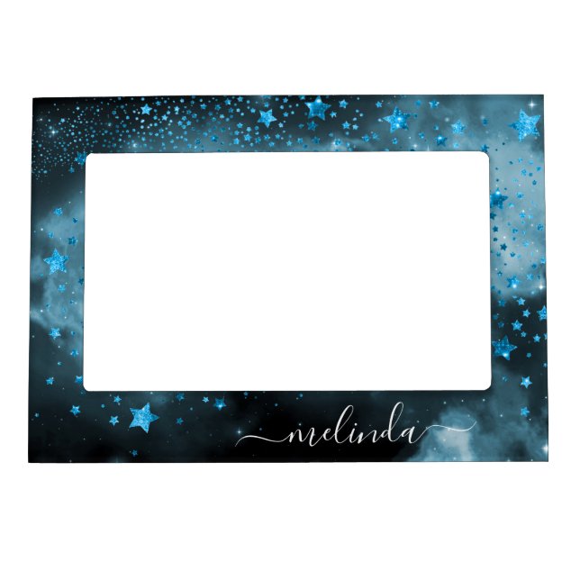 Personalize Blue Star Galaxy Magnetic Frame (Front)