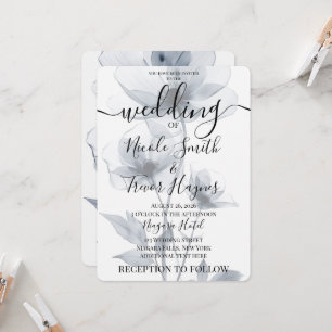 Personalize: Blue Translucent Flowers Wedding Invitation
