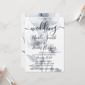 Personalize: Blue Translucent Flowers Wedding Invitation