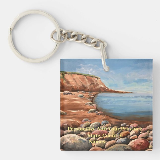 PERSONALIZE Blues/ Browns OCEANVIEW Keychain (Front)
