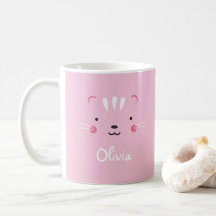 Personalize blush pink adorable cat mug