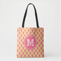 Personalize Blush Pink Geometric Monogram Tote Bag