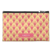 Personalize Blush Pink Geometric Monogram Travel Accessory Bag