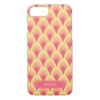 Personalize Blush Pink Geometric Pattern Monogram iPhone 8/7 Case