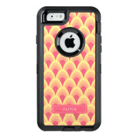 Personalize Blush Pink Geometric Pattern Monogram OtterBox Defender iPhone Case