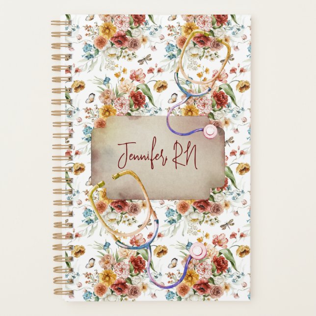 Personalize Boho Floral Nurse Graduation Gift  Planner (Front)