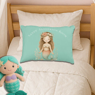 Personalize Boho Girl Mermaid light Blue Round Accent Pillow