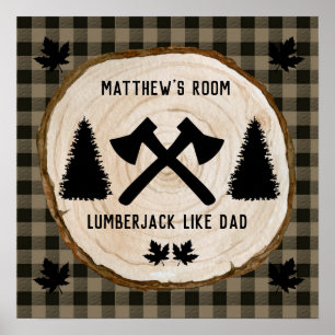 Personalize Boy Buffalo Plaid Lumberjack Like Dad Poster