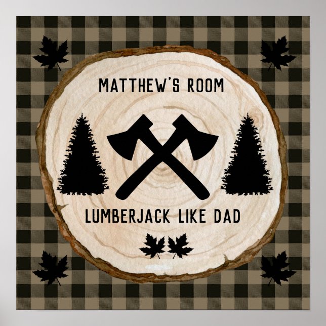 Personalize Boy Buffalo Plaid Lumberjack Like Dad Poster (Front)
