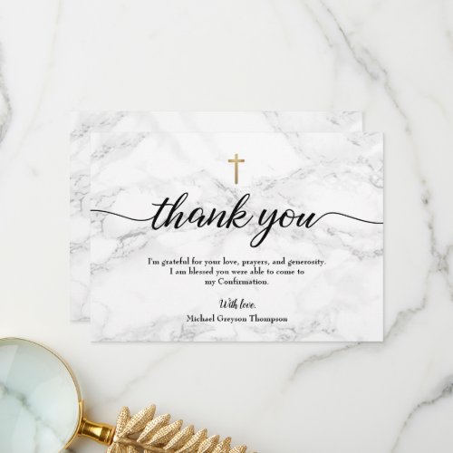Personalize boy Confirmation Marble Gold cross