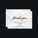 Personalize boy Confirmation Marble Gold cross Thank You Card<br><div class="desc">This elegant Confirmation thank you card makes it easier to send out gratitude to your family's beloved guests. Featuring grey marble and a faux gold cross,  elegant script for the word "thank you" and a modern design layout. Personalize with your son’s name.</div>