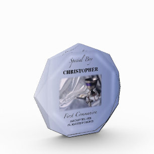 Personalize, Boy, First Communion Blue Acrylic Award