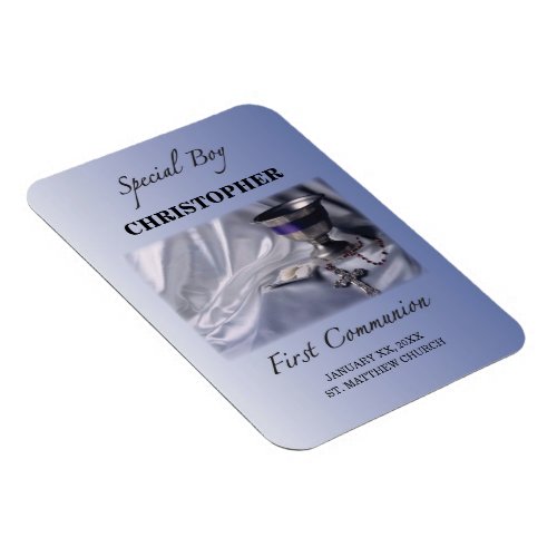 Personalize Boy First Communion Blue Magnet