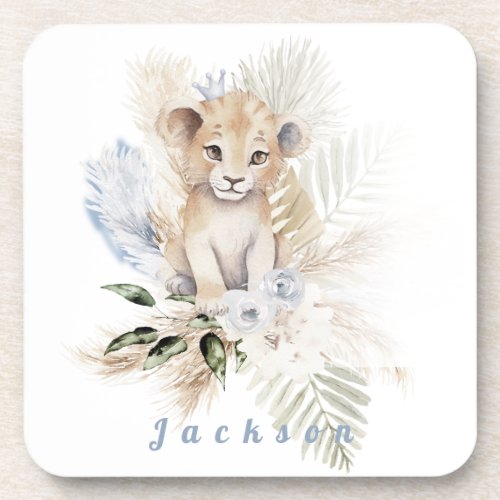 Personalize Boy  Lion Prince  Birthday T_Shirt  Beverage Coaster