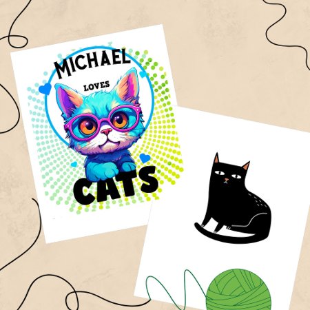 Personalize Boy Loves Cats Dotted Poster