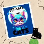 Personalize Boy Loves Cats  Poster at Zazzle