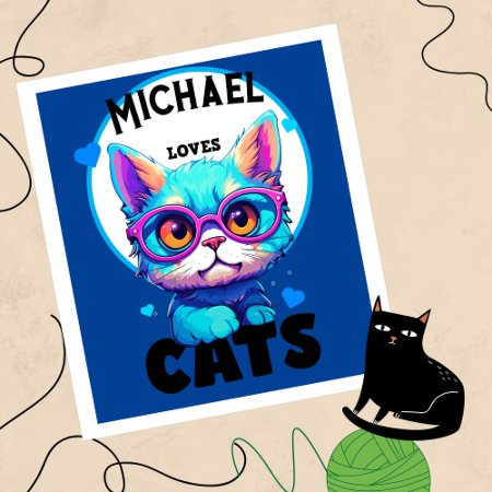 Personalize Boy Loves Cats  Poster