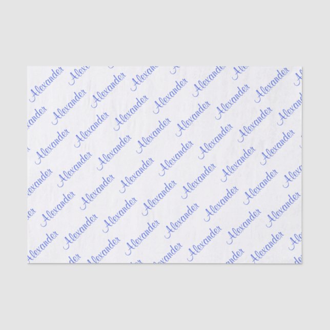 Personalize: Boy's Name Blue Birthday Party Theme Tissue Paper (Front)