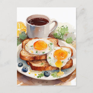 Personalize Breakfast Egg Toast Coffee Food Foodie Holiday Postcard