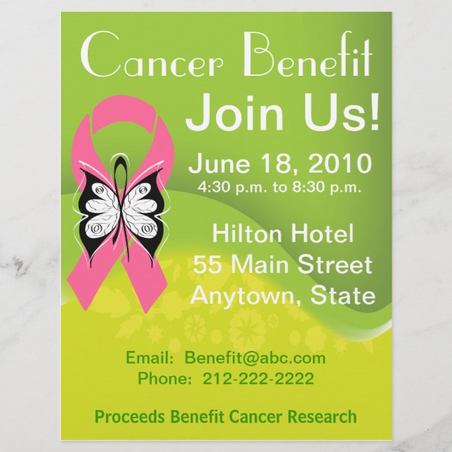 Personalize Breast Cancer Fundraising Benefit Flyer (Front)