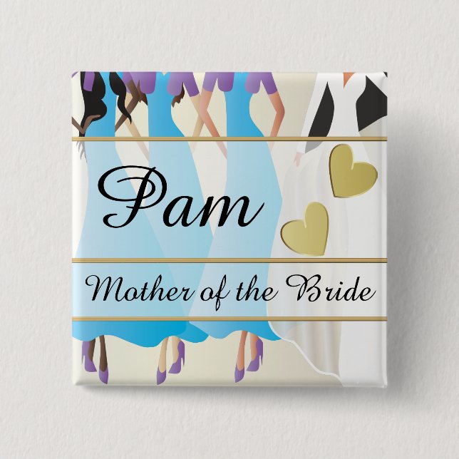 Personalize Bridal Party, Dinner and Rehearsal Pinback Button (Front)